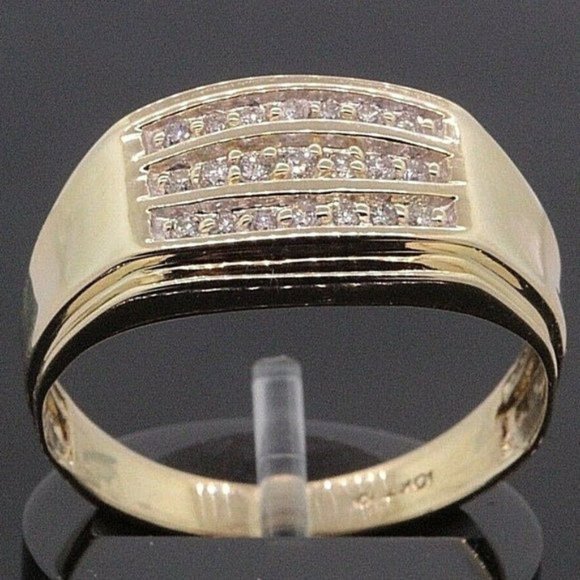 10K Men's 3 Row Round Diamonds Band Size 12